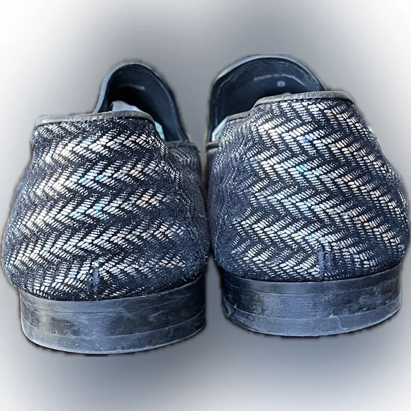 Walk London Silver Holographic V-Pattern Glit Loafers, Men’s Size 8 - Picture 3 of 7